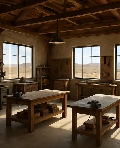 rustic office space — workshop (desert)