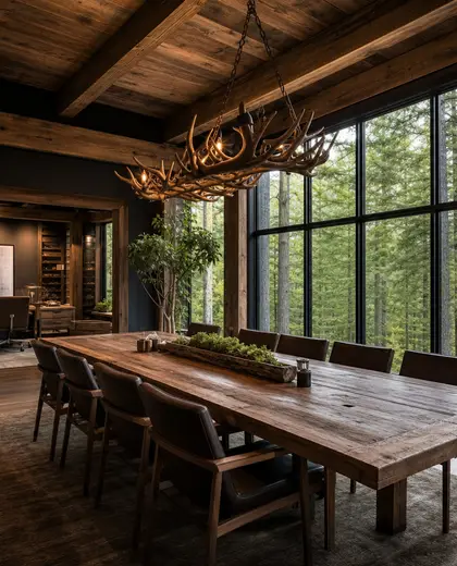 rustic office space — dining room (forest)