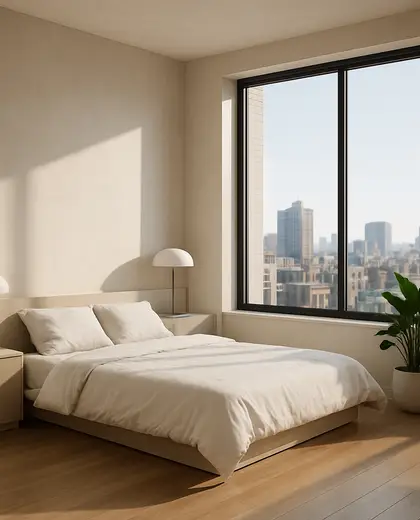 minimalist home — bedroom (urban)