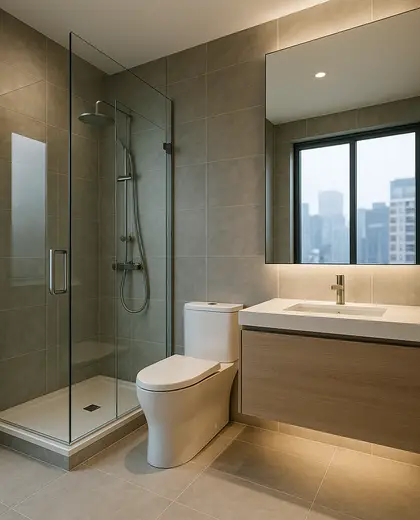 contemporary condo — bathroom (urban)
