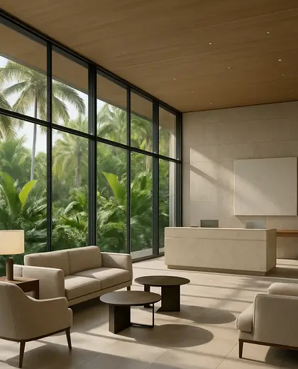 modern penthouse — reception (tropical)