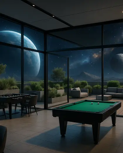 modern rooftop garden — game room (space)