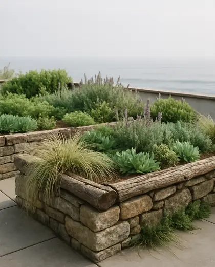 rustic rooftop garden — edging (coastal)