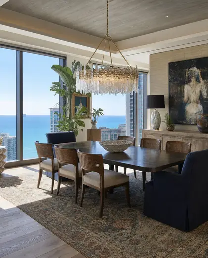 eclectic penthouse — formal dining room (coastal)