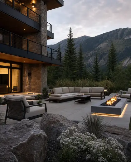 modern condo — backyard (mountain)