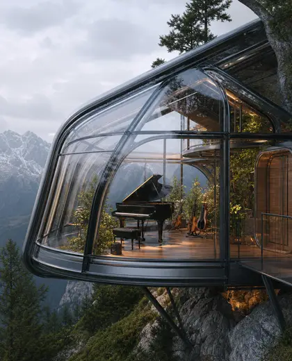 futuristic greenhouse — music room (mountain)