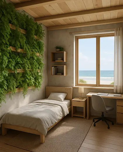 sustainable vertical garden — youth bedroom (beach)