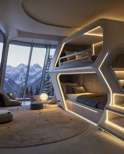 futuristic hotel — childrens bedroom (mountain)