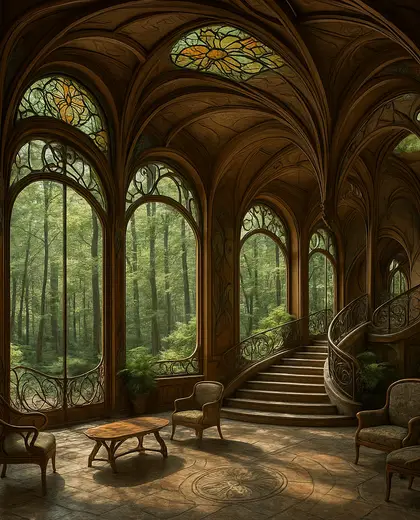 art nouveau condo — main hall (forest)