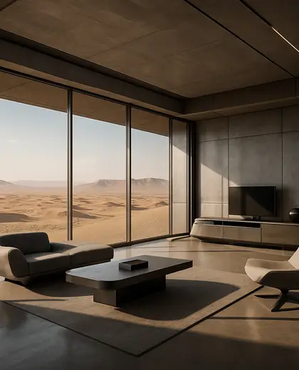 futuristic penthouse — room (desert)
