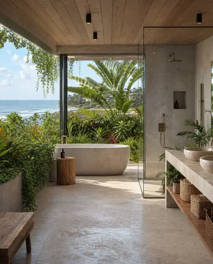 tropical rooftop garden — bathroom (beach)