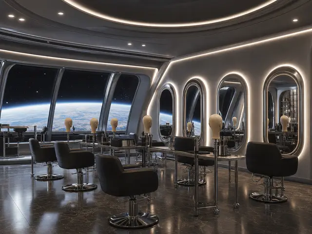 Futuristisk rum med skarpe linjer og roligt lys