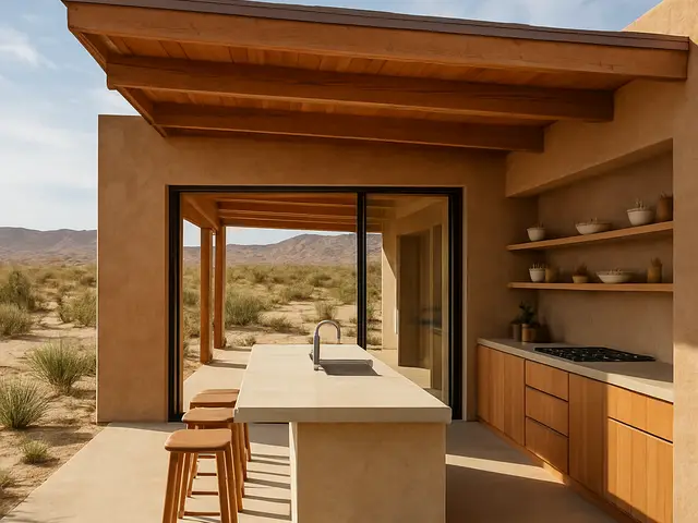 Arquitetura sustentável com atmosfera de deserto