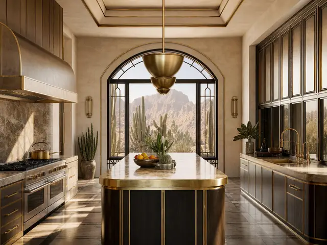 A desert hotel mood with quiet luxury and sun-worn textures