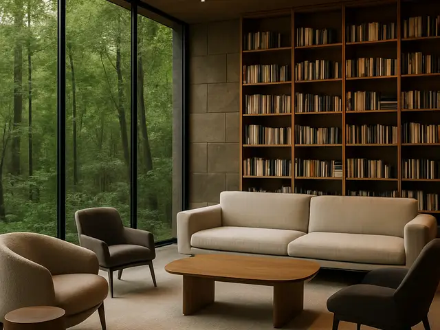 A salon opening into the forest