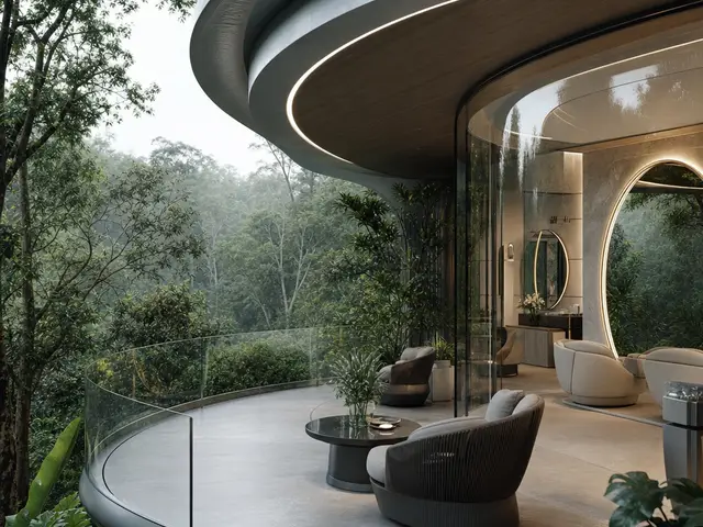 A futuristic forest retreat