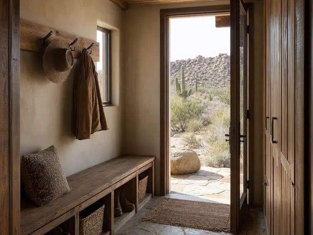 Rustic warmth in a desert landscape