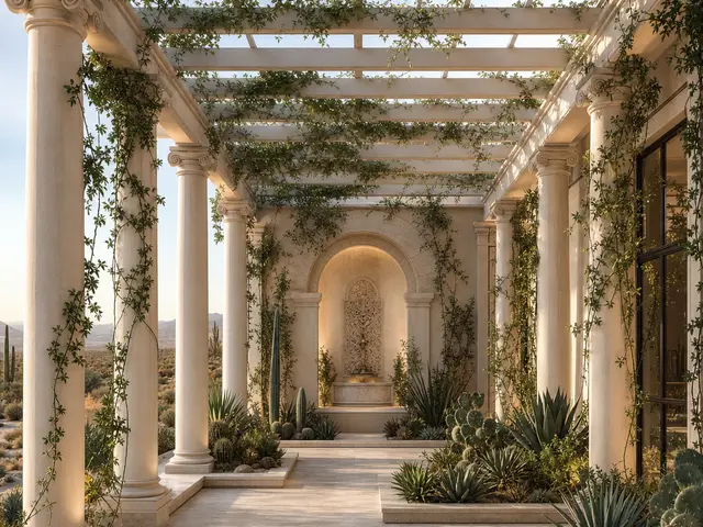 Un jardín de interior con calma de desierto