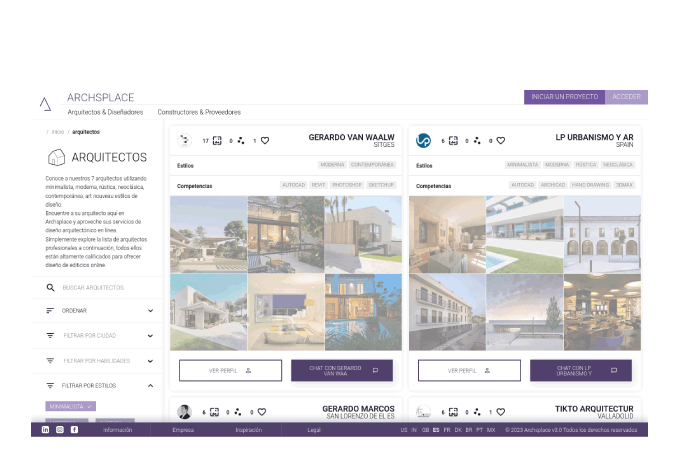 El sistema de chat de Archsplace