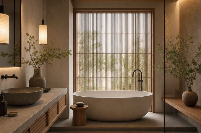 Japandi bathroom: calm, clean and quietly luxurious