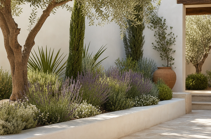 Canteiros de jardim em estilo mediterrâneo: o guia para um exterior calmo e luminoso