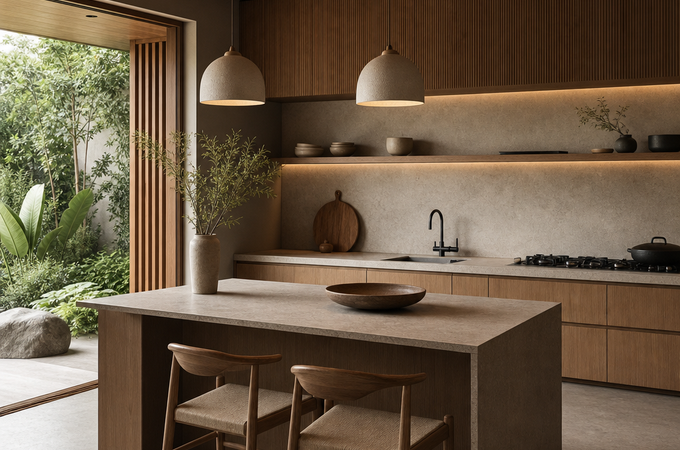 Cozinha japandi: como criar um visual calmo, funcional e acolhedor