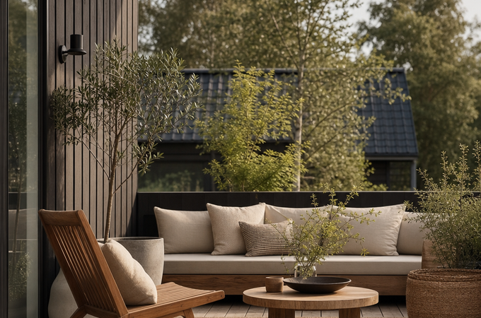 Terrasse i skandinavisk stil: sådan skaber du et roligt uderum