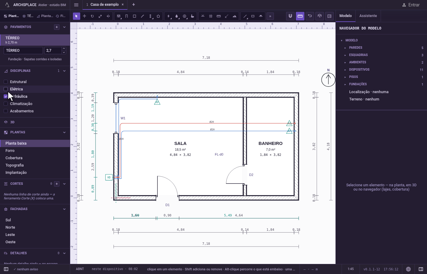 Confira, e desligue de novo. O que uma sobreposição desenha vem do modelo, como o resto da planta.