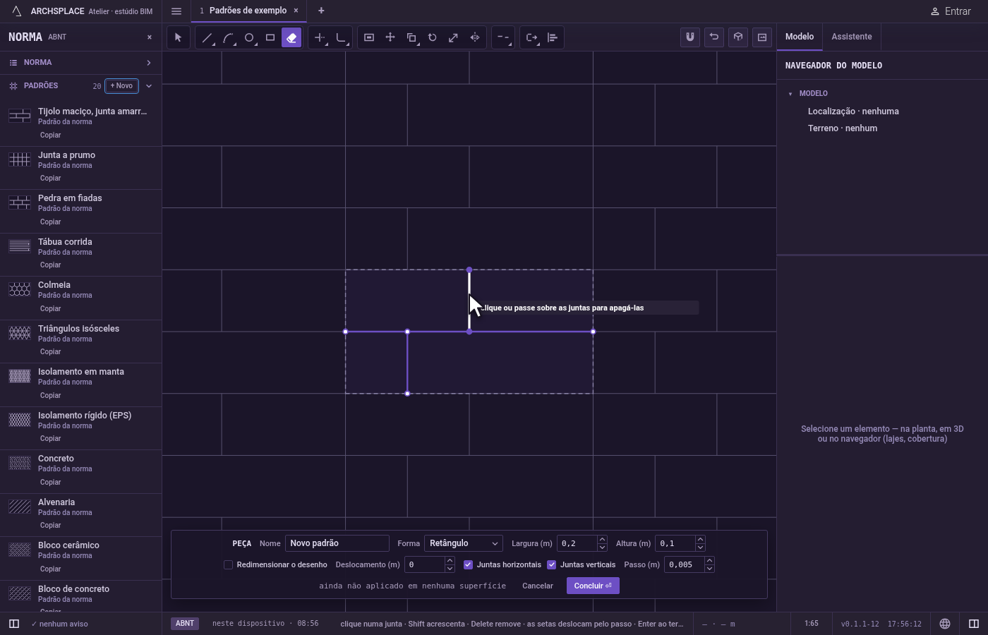 Aponte para uma junta. A junta mais próxima do cursor, a poucos pixels, se acende.