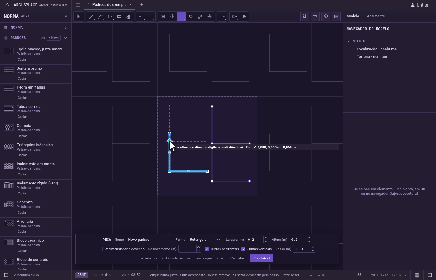Mova em vez de copiar, se quiser. Depois do ponto base, aperte C para desligar a cópia: o próximo posicionamento move as juntas em vez de copiá-las.