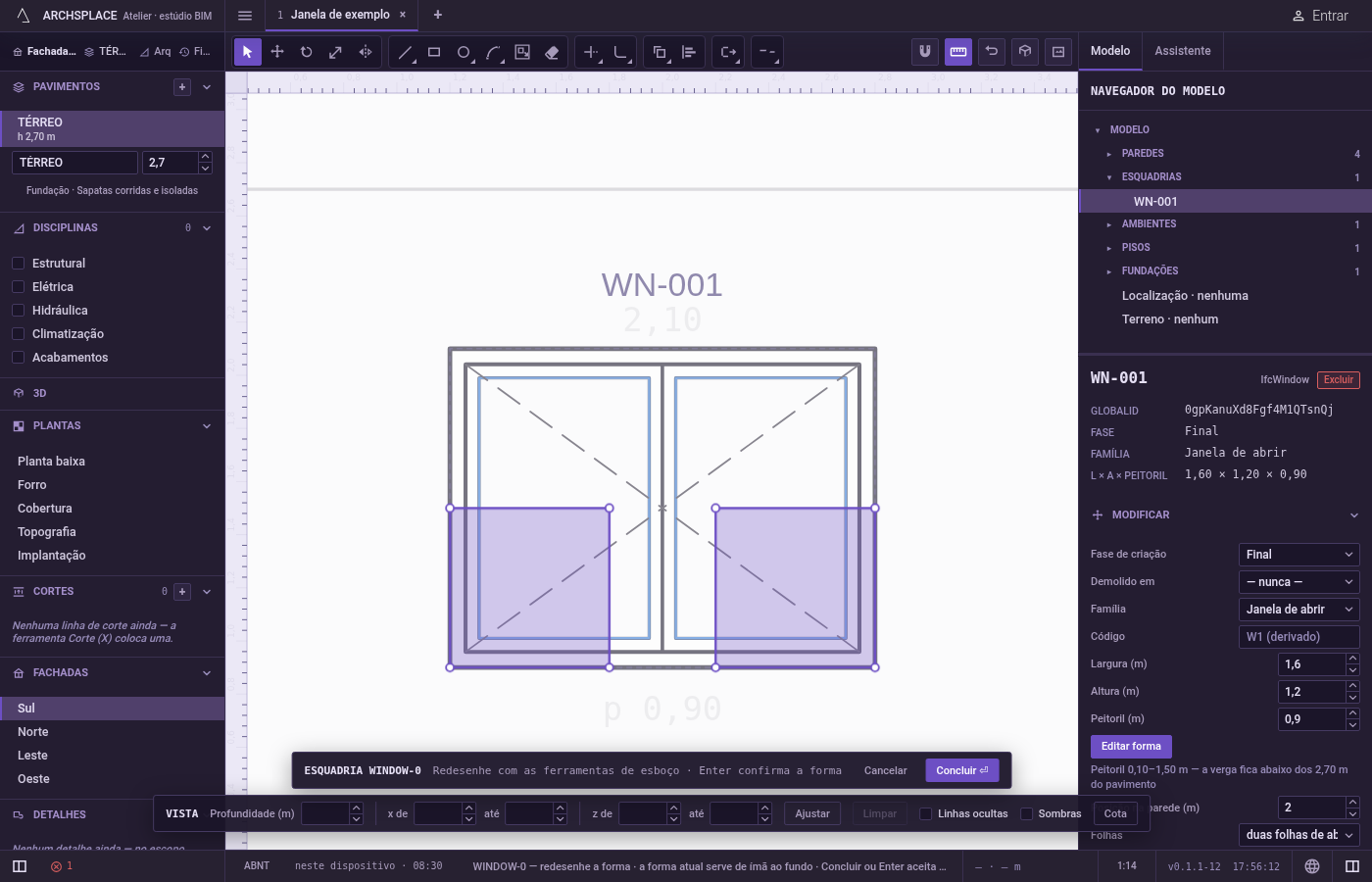 Clique no segundo ponto. Uma prévia da imagem espelhada acompanha o cursor, com a linha de espelhamento desenhada.