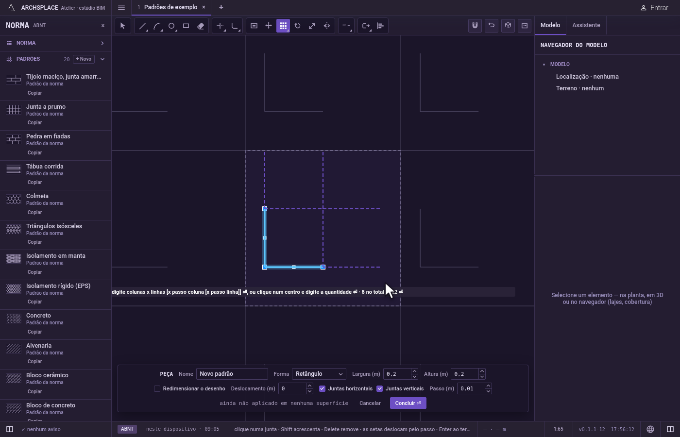 Para colunas e linhas, digite as quantidades. Digite colunas x linhas e aperte Enter, por exemplo 4x2.