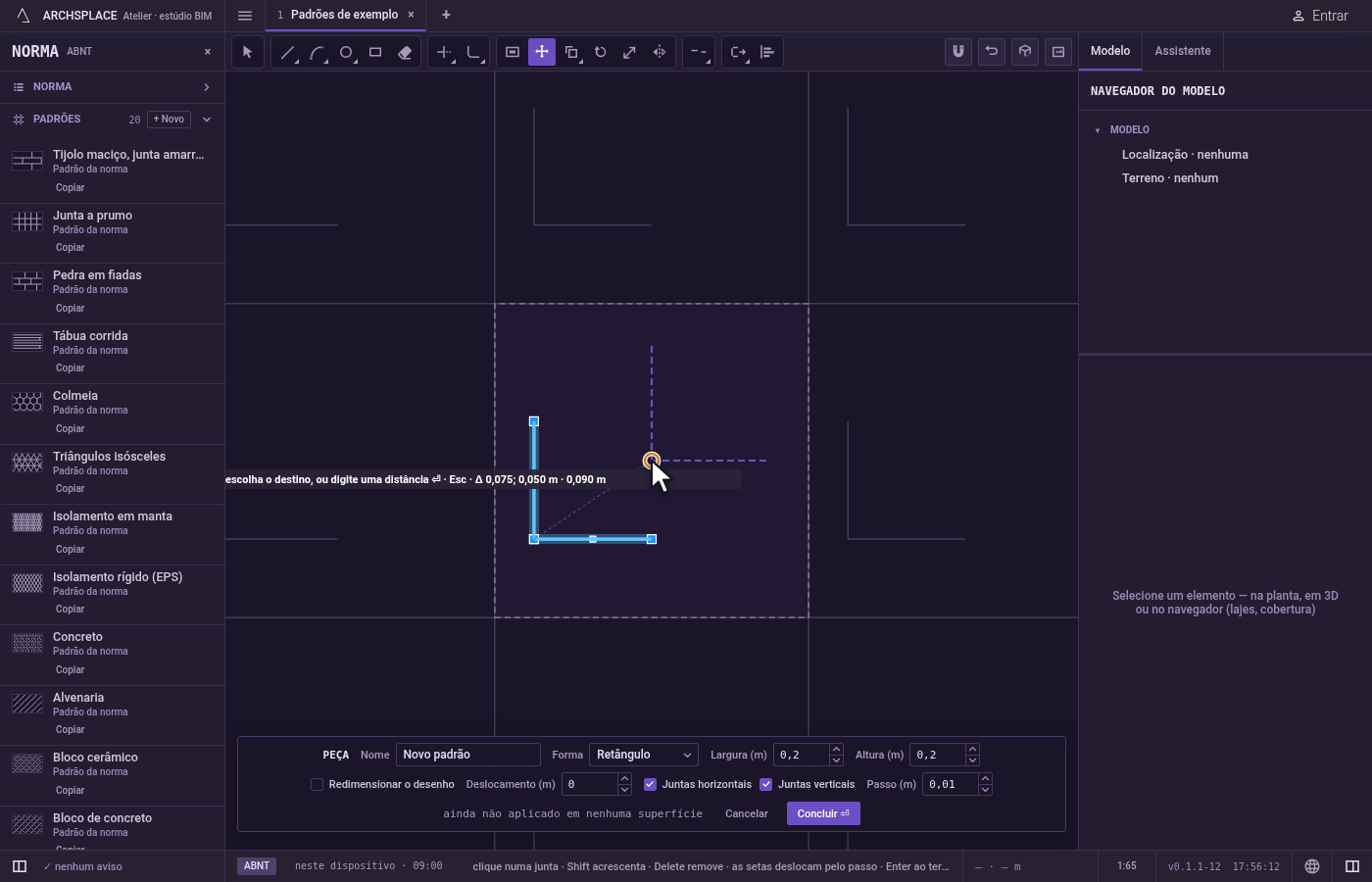 Posicione-as. A prévia acompanha o cursor, e a dica mostra quanto ela anda na horizontal, na vertical e no total.