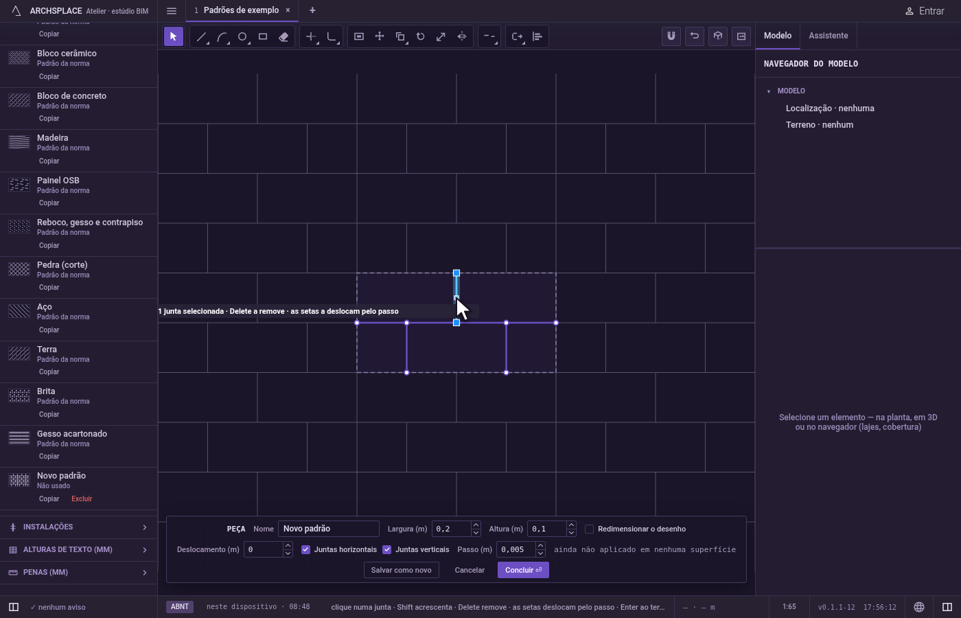 Clique numa junta. Um clique pega a junta mais próxima do cursor, a poucos pixels, e solta o que você tinha antes.
