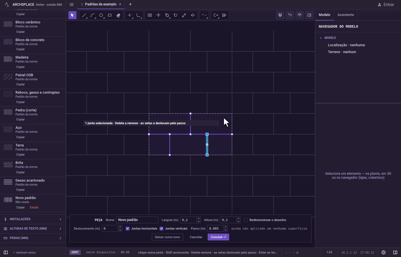 Aja sobre o que você tem na mão. Delete remove as juntas na mão num único passo.