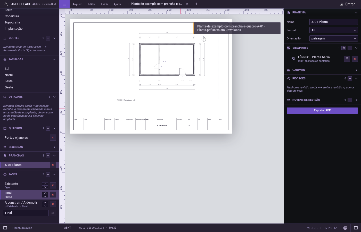 Exporte uma prancha. Abra uma prancha na barra lateral e aperte Ctrl+P.