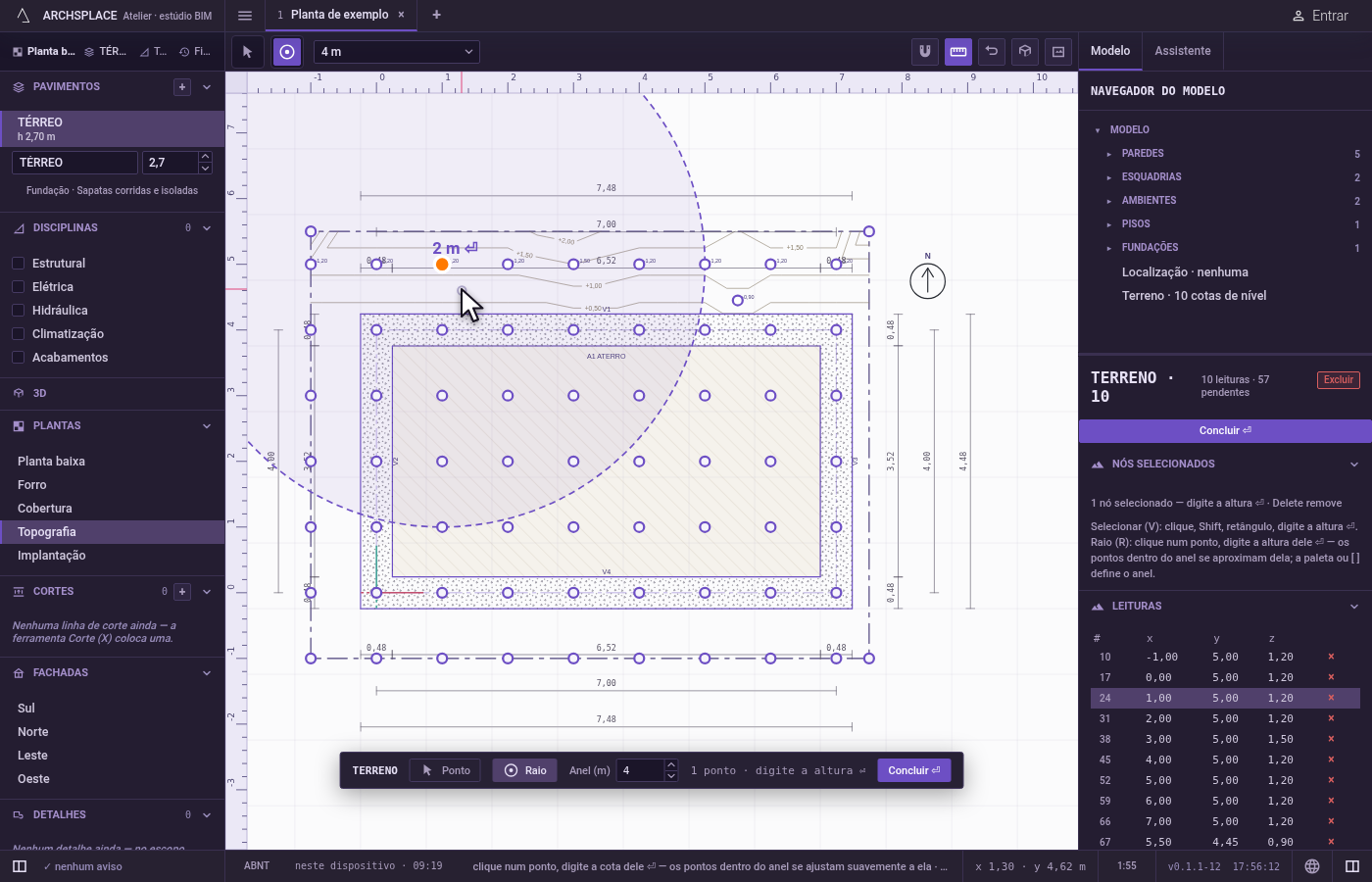 Suavize o terreno com Raio. Aperte R, ou clique em Raio na faixa.