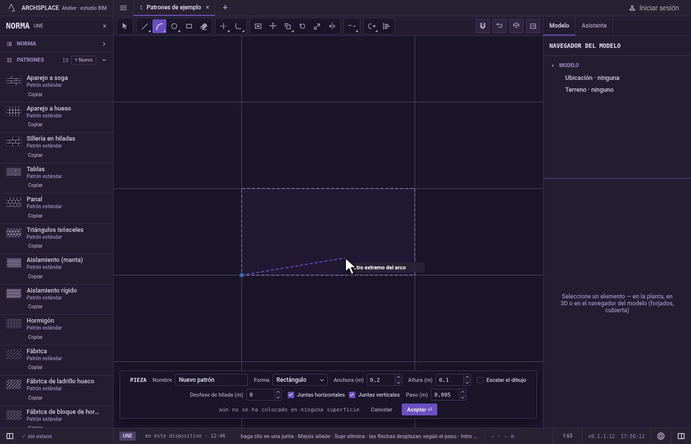 Coloque el primer extremo. Haga clic dentro de la pieza, o escriba x;y y pulse Intro, medido desde la esquina inferior izquierda de la pieza.