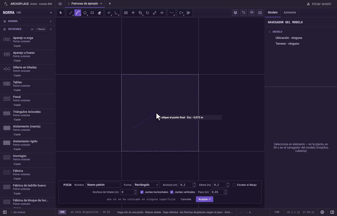 Indique el inicio. Haga clic en él, o escriba x;y y pulse Intro, medido desde la esquina inferior izquierda de la pieza.