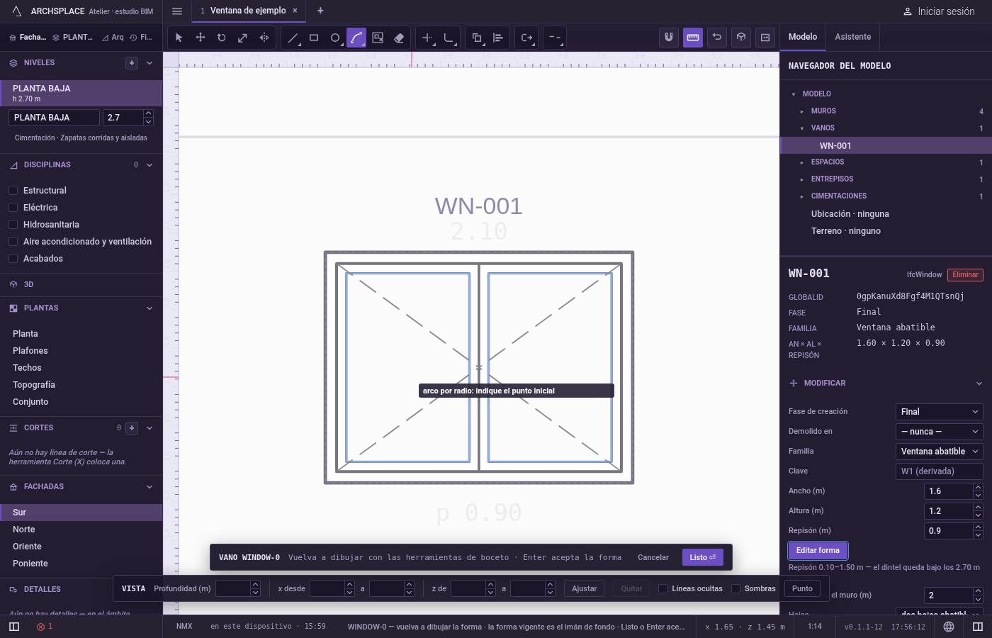 Active Arco por radio. En el editor de bocetos (vea Seleccionar para las maneras de entrar), escriba A y luego S rápidamente, o haga clic en Arco por radio en la barra de herramientas del editor.