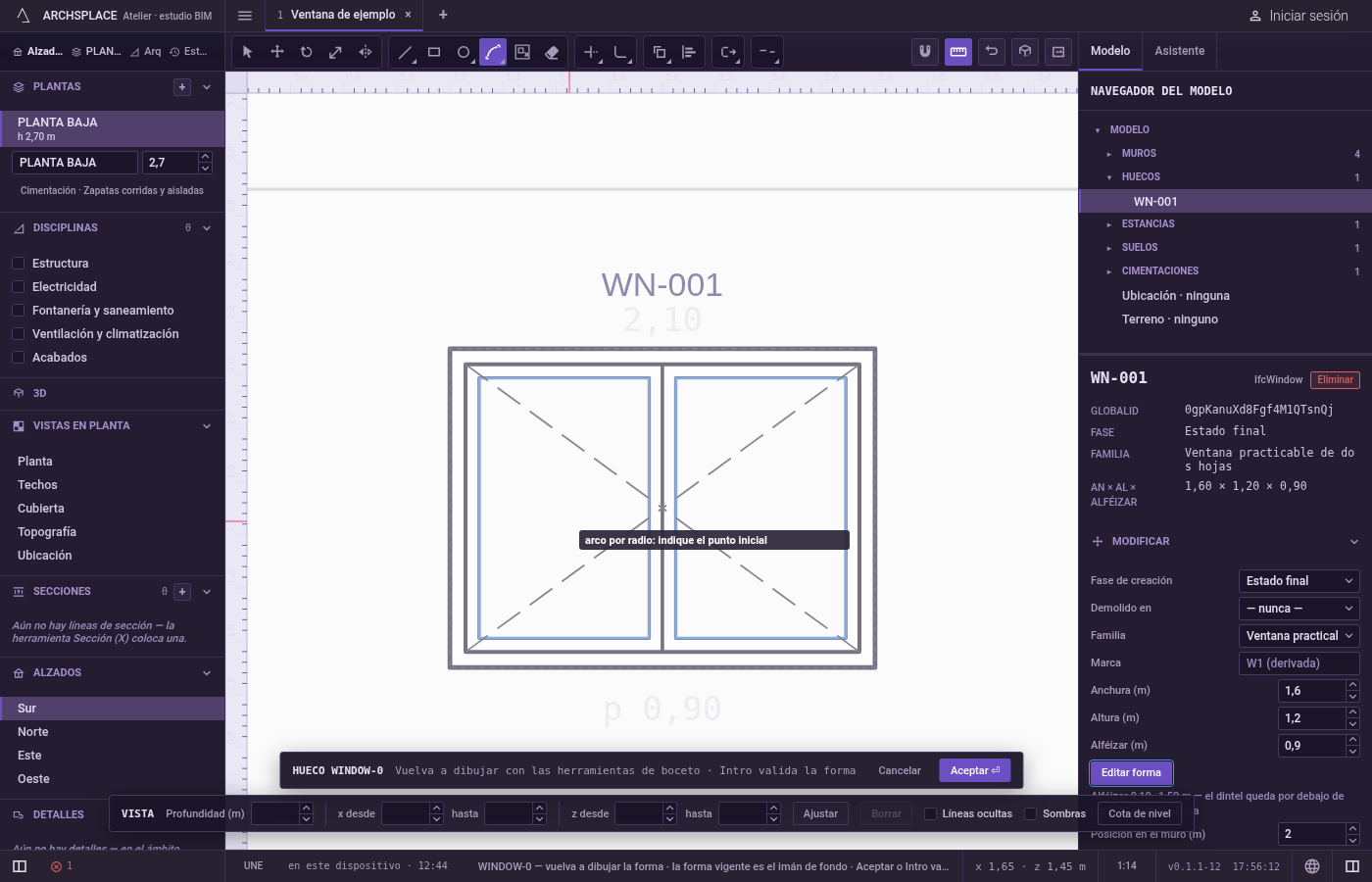Active Arco por radio. En el editor de bocetos (consulte Seleccionar para las formas de entrar), escriba rápidamente A y luego S, o haga clic en Arco por radio en la barra de herramientas del editor.