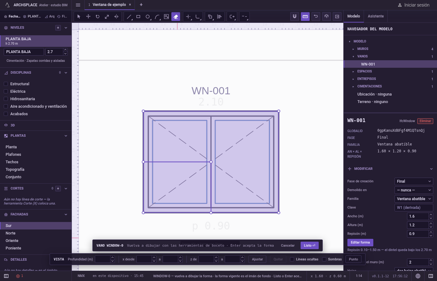 Revise la forma. Ctrl+Z regresa el último tramo borrado, un paso por tramo.