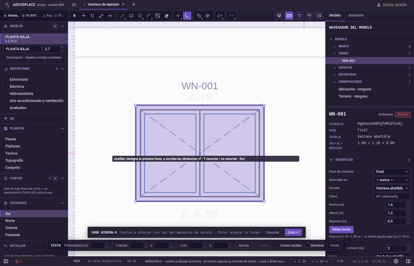 Escriba las distancias. Escriba una distancia para ambas líneas, o dos separadas por x, como 0.2x0.1, en las unidades del proyecto, y presione Enter.