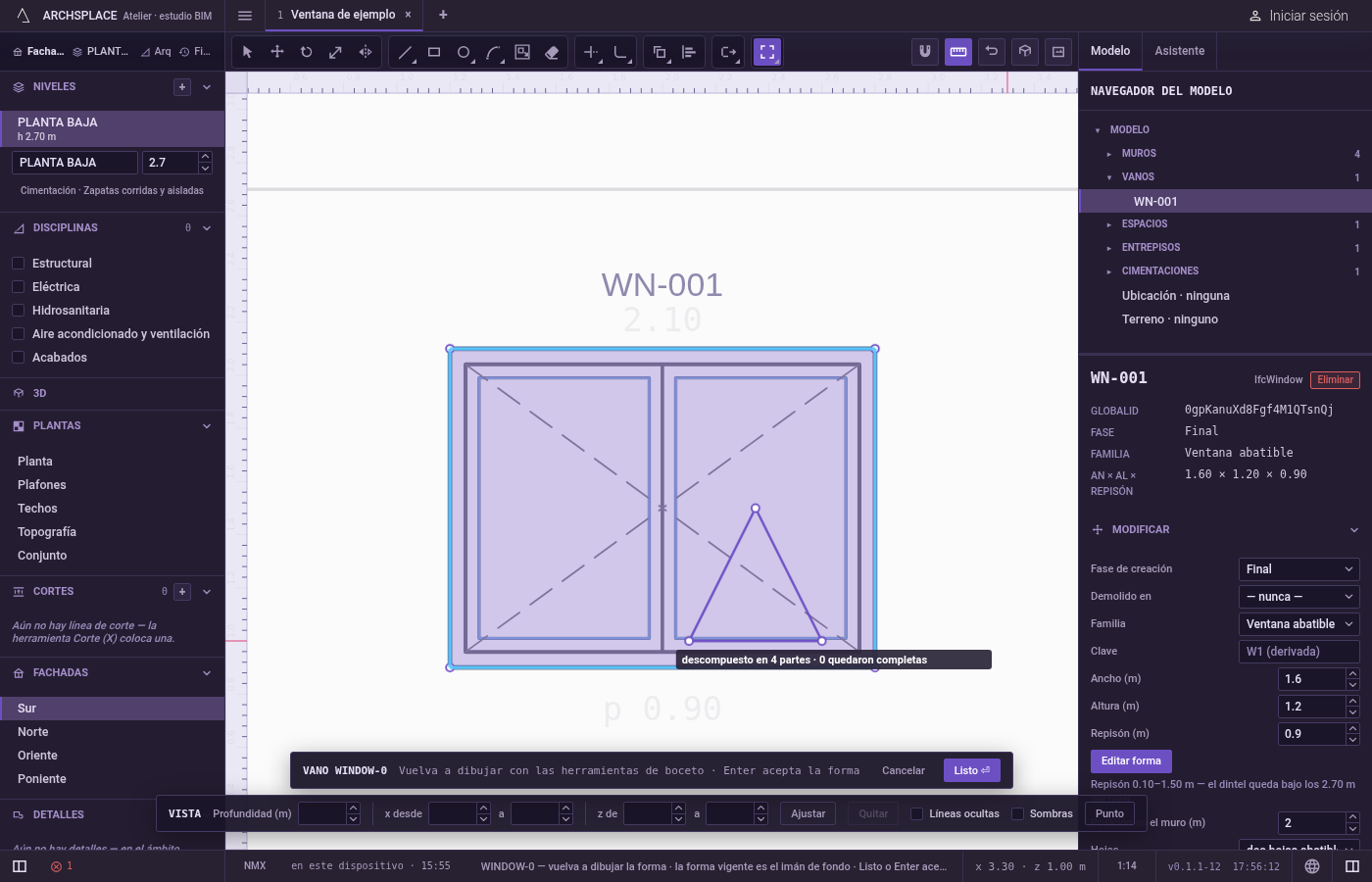 Active Descomponer. Presione X, o haga clic en Descomponer en la barra de herramientas del editor.