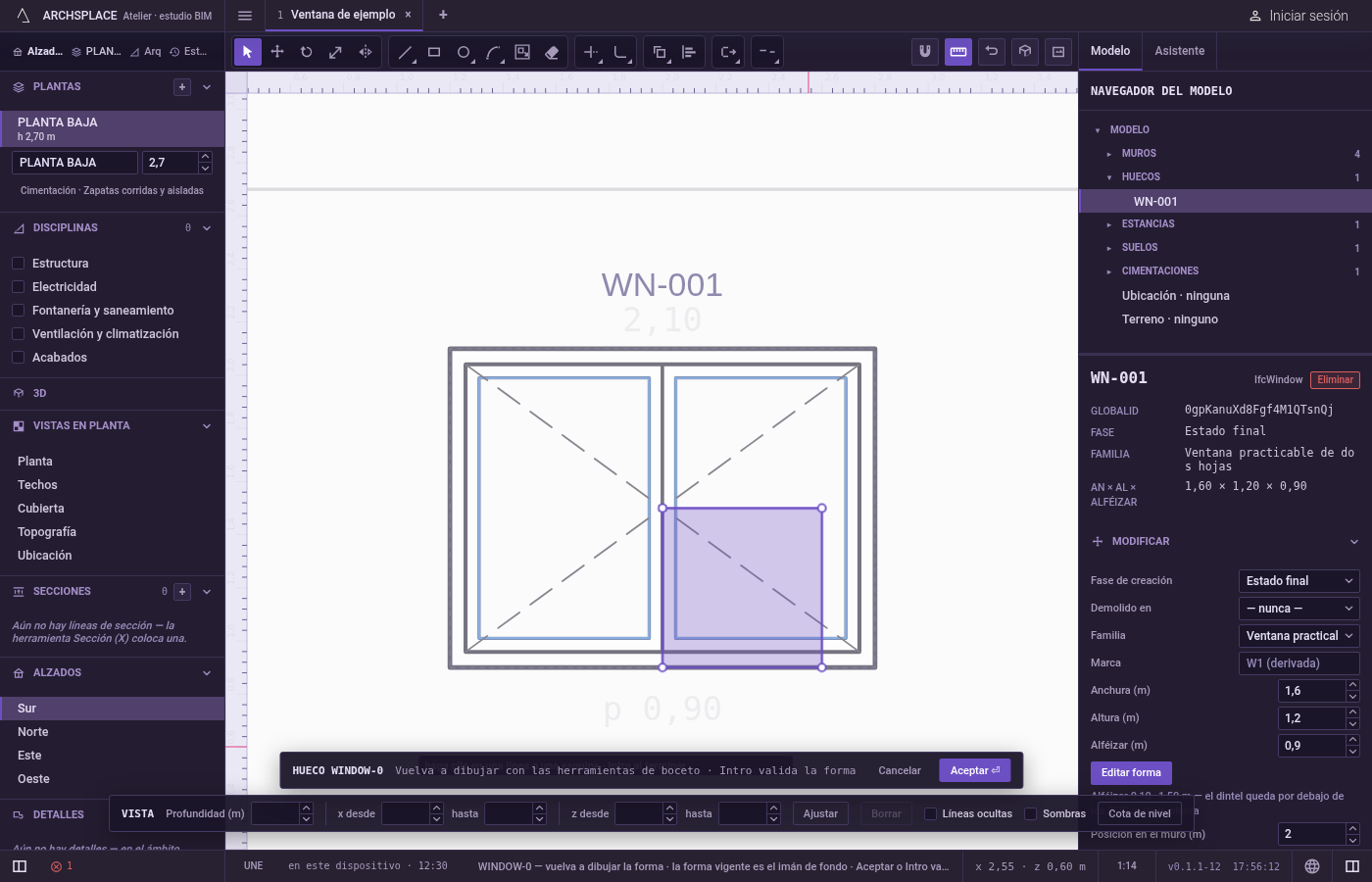 Haga clic donde debe quedar. Una vista previa del dibujo desplazado sigue al puntero, con una línea desde el punto base, y la indicación muestra la distancia.