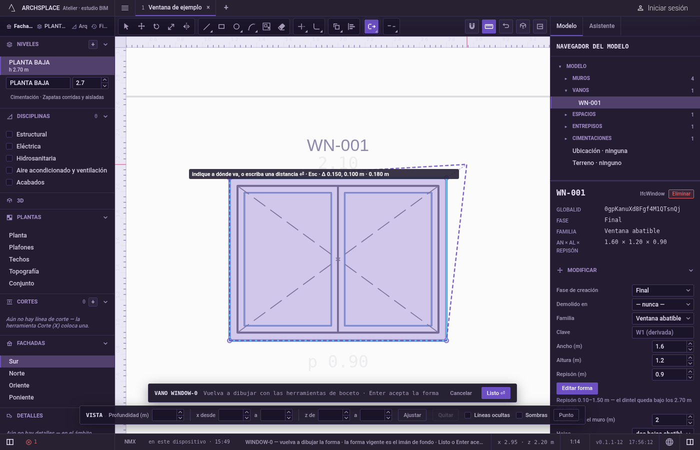 Haga clic en el punto base. Se ajusta a esquinas, puntos medios, cruces, la forma vigente atenuada y las líneas de la vista, y lo puede escribir como x;y.