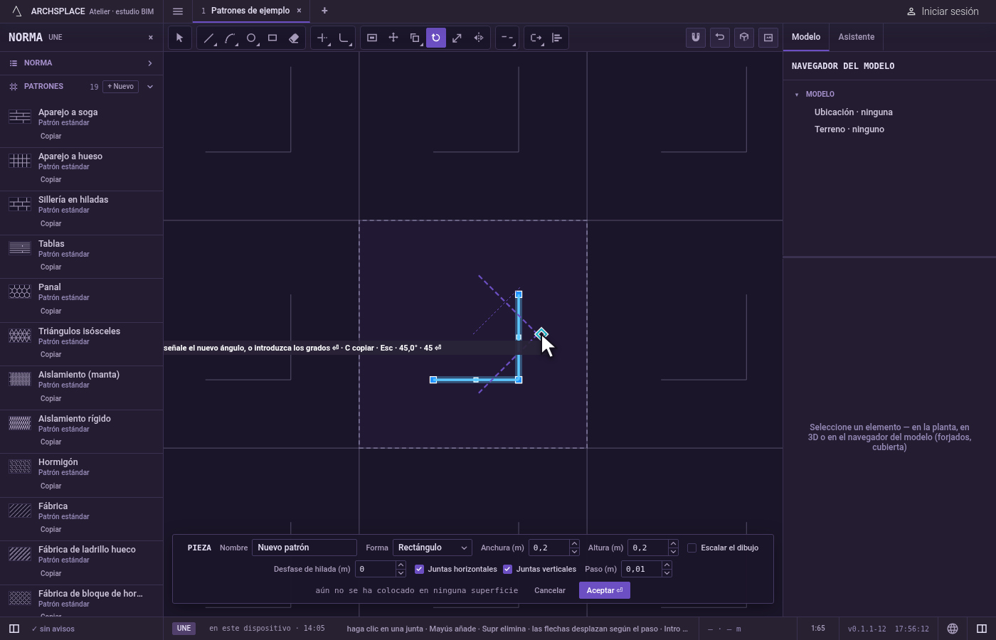 Gire desde una referencia, si quiere. Después del centro, pulse R, y luego señale la dirección actual de las juntas o escriba su ángulo y pulse Intro.