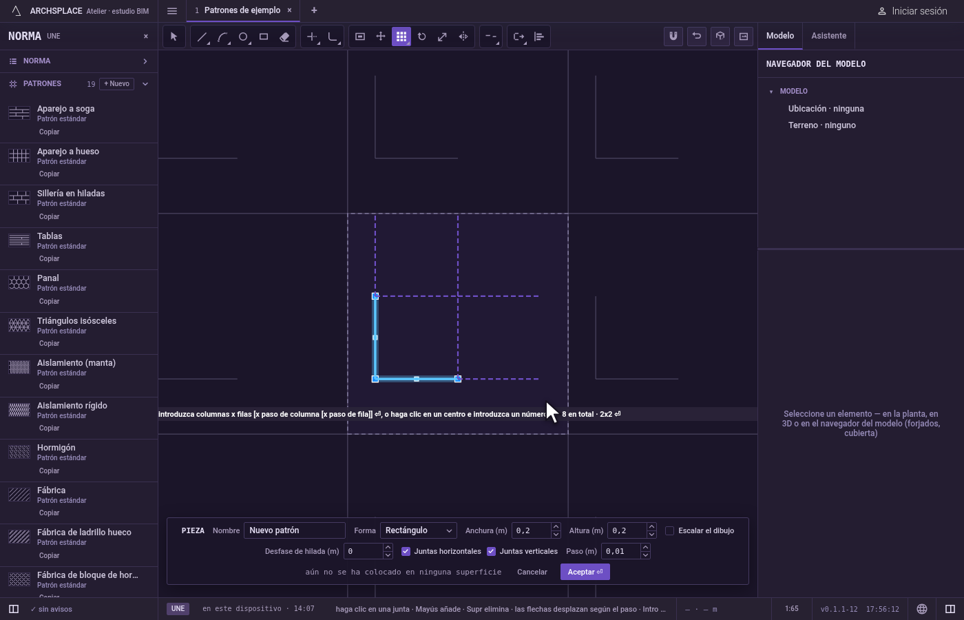Para columnas y filas, escriba los números. Escriba columnas x filas y pulse Intro, por ejemplo 4x2.