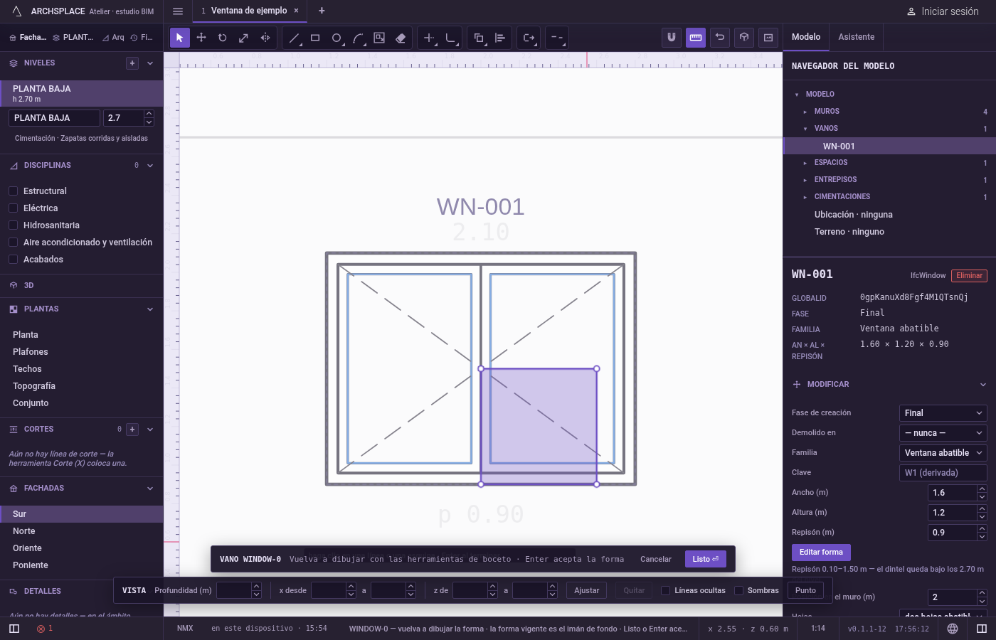 Haga clic donde cae. Una vista previa del dibujo desplazado sigue al puntero, con una línea desde el punto base, y la indicación muestra la distancia.
