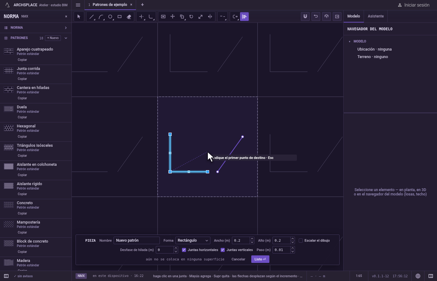 Designe el primer punto de origen. Haga clic en un punto de las juntas, como una esquina.